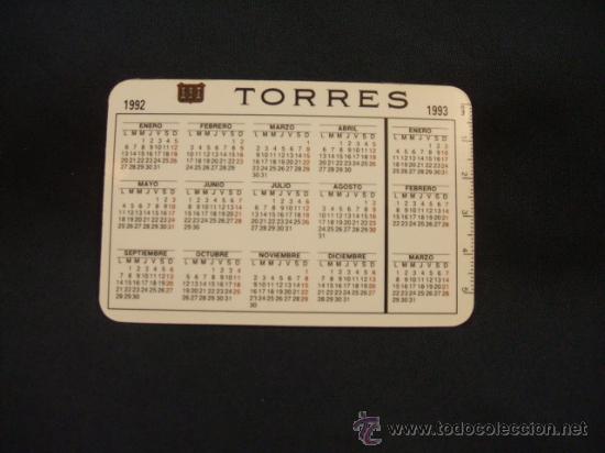 Coleccionismo calendarios: CALENDARIO DE BOLSILLO - TORRES - 1992 - - Foto 2