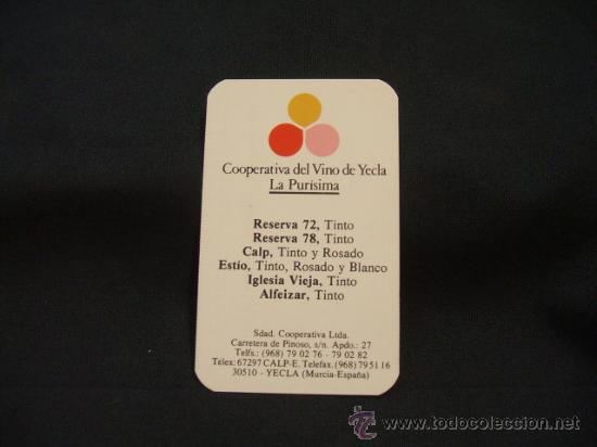 Collectables Calendars: CALENDARIO DE BOLSILLO - COOPERATIVA DE VINO DE YECLA - LA PURISIMA - 1992 -