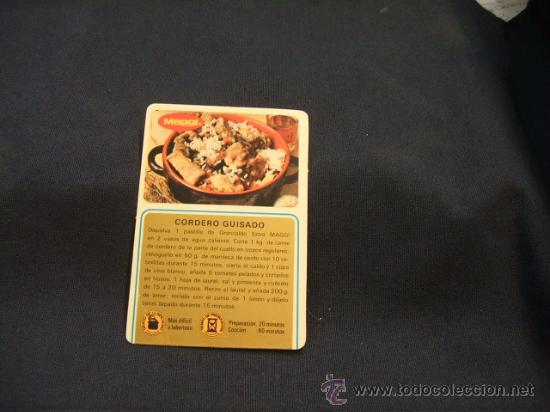 Colecionismo Calend&aacute;rios: CALENDARIO DE BOLSILLO  - MAGGI - CORDERO GUISADO - 1977 -