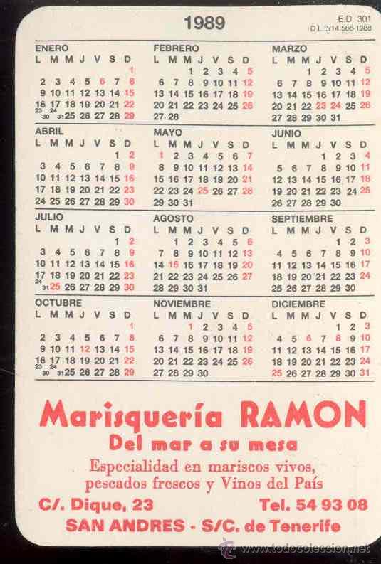 Coleccionismo calendarios: CALENDARIO 1989 - BODEGON  PECES - Foto 2
