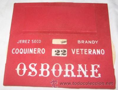 Coleccionismo Calendarios: CALENDARIO DE RUEDA DE OSBORNE, BRANDY VETERANO Y FINO COQUINERO