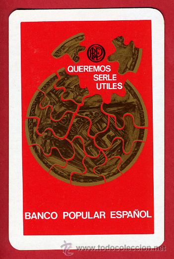 Collectables Calendars: CALENDARIO FOURNIER, PUBLICIDAD  BANCO POPULAR ESPA&Ntilde;OL  , 1970   , ORIGINAL , CAL5307