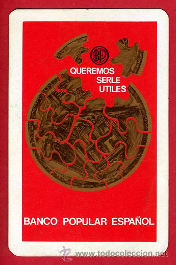Collectables Calendars: CALENDARIO FOURNIER, PUBLICIDAD  BANCO POPULAR ESPA&Ntilde;OL  , 1970   , ORIGINAL , CAL5308