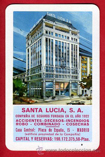 Collectables Calendars: CALENDARIO FOURNIER, PUBLICIDAD  SANTA LUCIA  , 1969 REVERSO VERTICAL , ORIGINAL ,CAL5321