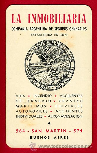 Collectables Calendars: CALENDARIO PUBLICIDAD , LA INMOVILIARIA , SEGUROS BUENOS AIRES  , 1952 , ORIGINAL ,CAL5324