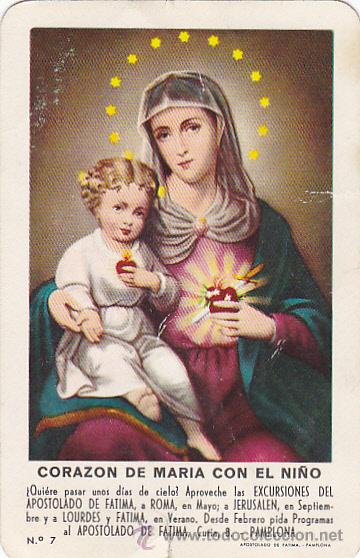 Coleccionismo Calendarios: CALENDARIO BOLSILLO FOURNIER 1962 CORAZON DE MARIA CON EL NI&Ntilde;O