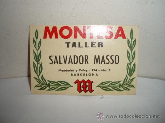 Coleccionismo Calendarios: CALENDARIO BOLSILLO MONTESA TALLER SALVADOR MASSO A&Ntilde;O 1959 BUEN PRECI0