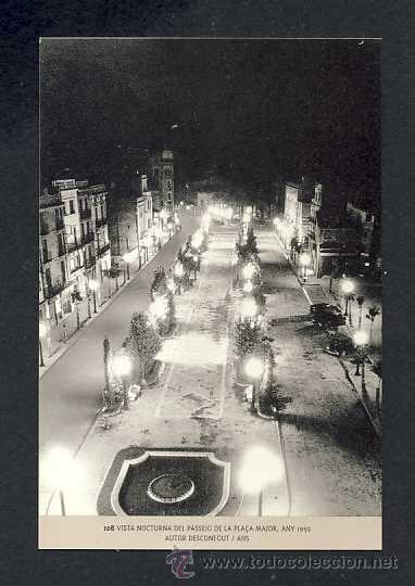 Coleccionismo calendarios: Calendario Imatges del Sabadell antic del 2004: Vista nocturna de la Pla&ccedil;a Major, 1950 (num.108)