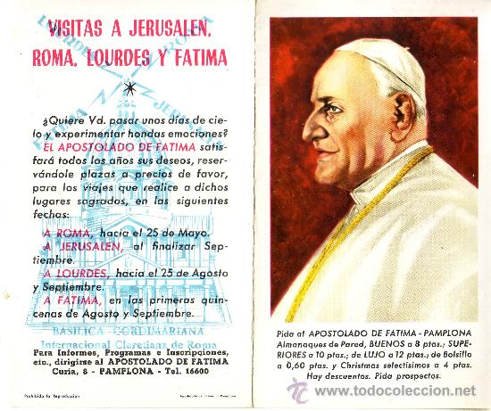 Coleccionismo Calendarios: CALENDARIO DE BOLSILLO DOBLE DE 1961 DEL PAPA JUAN XXIII