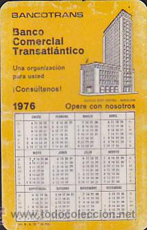Colecionismo Calend&aacute;rios: CALENDARIO BOLSILLO BANCO COMERCIAL TRASATLANTICO 1976
