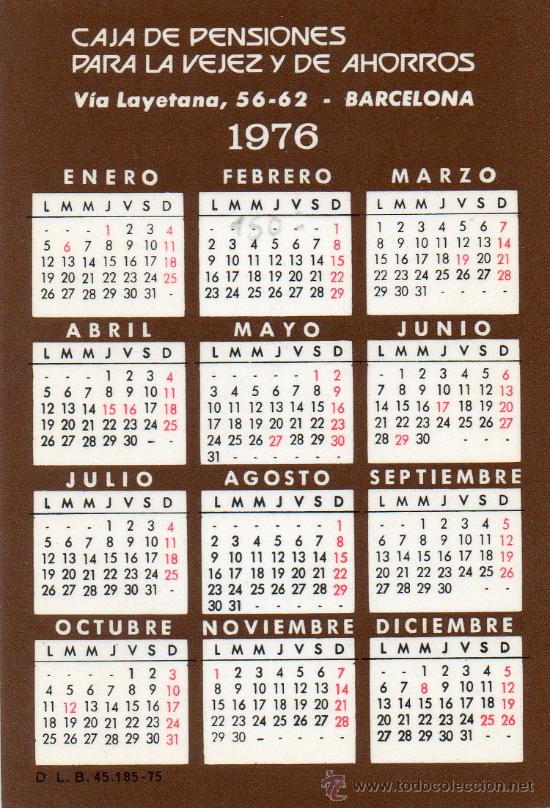 Calendario Bolsillo La Caixa. Año 1976. Castell - Comprar Calendarios ...