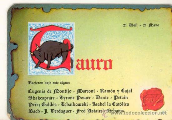 Sammeln von Kalendern: CALENDARIO - SIGNO DEL ZODIACO TAURO - 1971 - LA SUIZA - OVIEDO