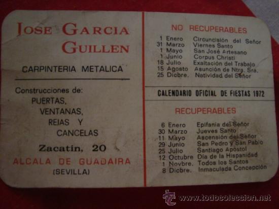 Coleccionismo calendarios: almanaque . calendario de bolsillo 1972