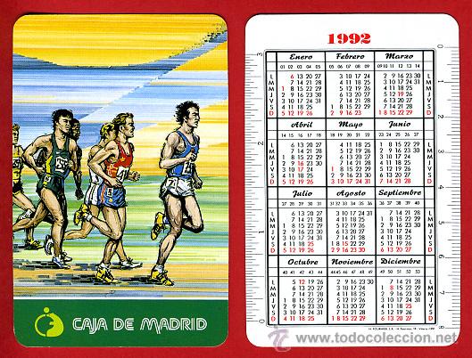 Collezionismo Calendari: CALENDARIO FOURNIER, PUBLICIDAD CAJA MADRID ATLETISMO , 1992 , CAD 317