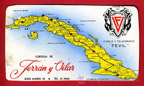 Sammeln von Kalendern: CALENDARIO PUBLICIDAD, FERRAN Y VILAR HABANA CUBA , 1957 MAPA ORIGINAL , CAL6608