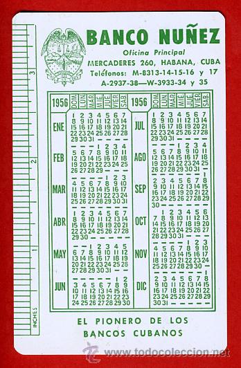 Sammeln von Kalendern: CALENDARIO PUBLICIDAD, BANCO NU&Ntilde;EZ , PLASTICO , CUBA , 1956 , ORIGINAL ,CAL6621
