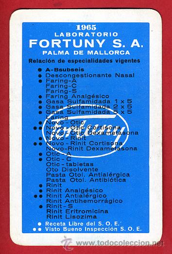 Collezionismo Calendari: CALENDARIO FOURNIER, PUBLICIDAD, LABORATORIO FORTUNY MALLORCA , 1965 , CAL6818