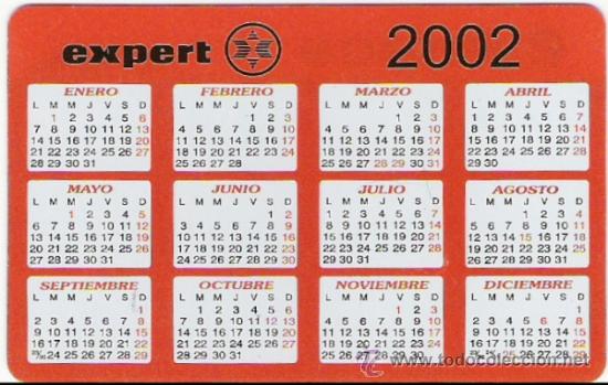 Colecionismo Calend&aacute;rios: EXPERT - A&Ntilde;O 2002 - CALENDARIO Y CONVERSOR