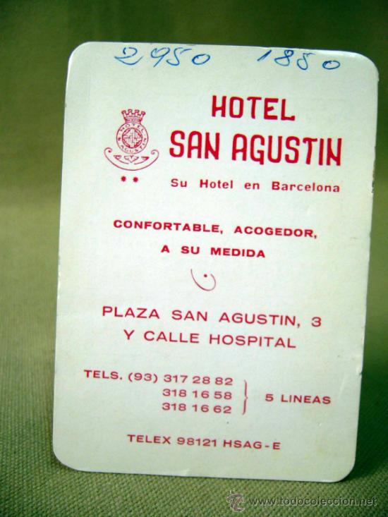 Coleccionismo Calendarios: CALENDARIO, CALENDARIO DE BOLSILLO, 1984, HOTEL SAN AGUSTIN, BARCELONA