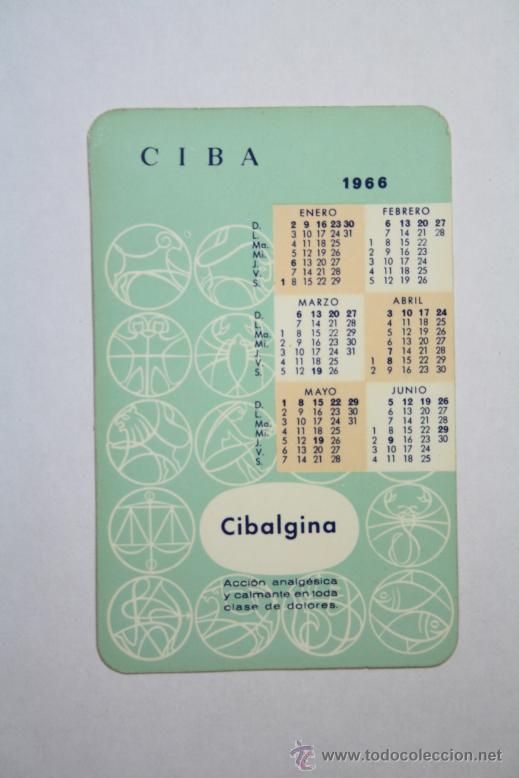 Collectionnisme Calendriers: Calendario Publicidad Cibalgina, A&ntilde;os 1965 - 1966