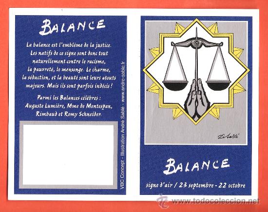 Collezionismo Calendari: calendario bolsillo frances - signos zodiaco - libra / balance - francia - diptico- a&ntilde;o 2007