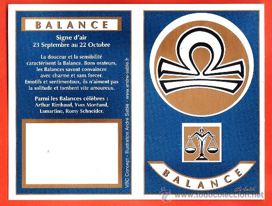 Collezionismo Calendari: calendario bolsillo frances - signos zodiaco - libra / balance - francia - diptico- a&ntilde;o 2008