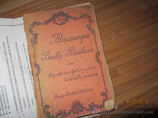 Colecionismo Calend&aacute;rios: almanaque bailly-bailliere, enciclopedia de la vida prtactica, 1929