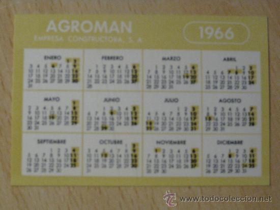 Coleccionismo Calendarios: CALENDARIO . AGROMAN. Empresa constructora. 1966 y fiestas de 1967.