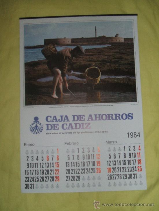 Colecionismo Calend&aacute;rios: CALENDARIO DE PARED 1984 -CAJA DE AHORROS DE CADIZ