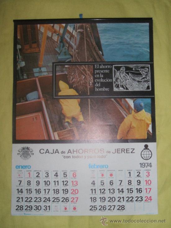 Colecionismo Calend&aacute;rios: CALENDARIO DE PARED 1974 -CAJA DE AHORROS DE  JEREZ