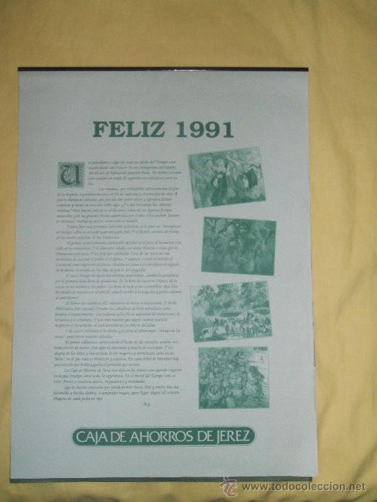 Colecionismo Calend&aacute;rios: CALENDARIO DE PARED 1991 -CAJA DE AHORROS DE  JEREZ