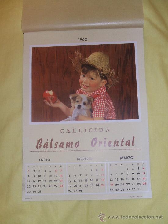 Coleccionismo Calendarios: CALENDARIO DE PARED  1962 CALLICIDA -BALSAMO ORIENTA
