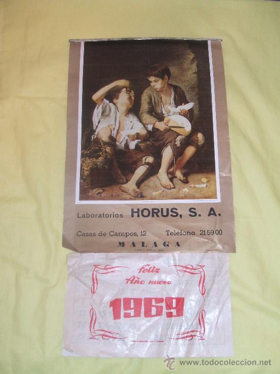 Colecionismo Calend&aacute;rios: CALENDARIO DE PARED  1969 LABORATORIOS HORUS, S.A. MALAGA