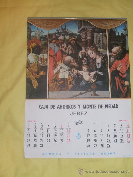 Colecionismo Calend&aacute;rios: CALENDARIO DE PARED 1968-CAJA DE AHORROS Y MONTE DE PIEDAD DE JEREZ