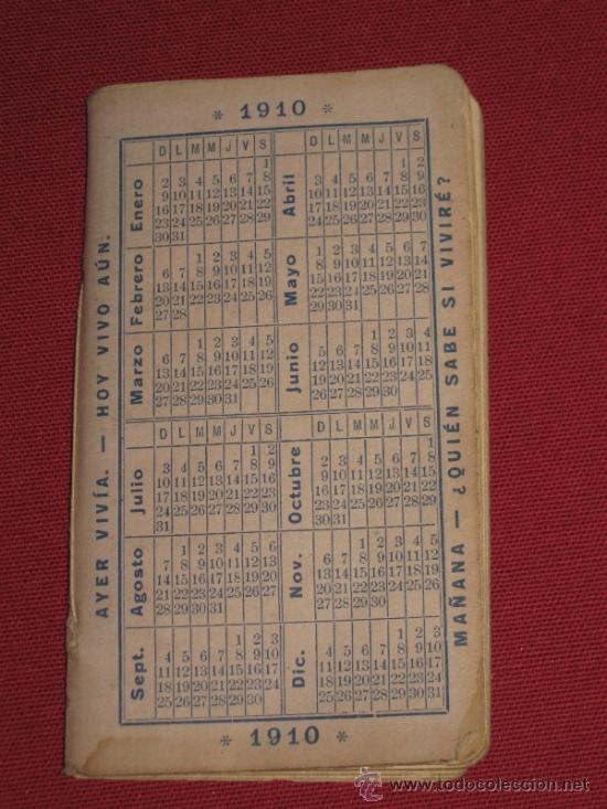 Coleccionismo Calendarios: CALENDARIO DE BOLSILLO DE 1910 - PUBLICIDAD DE SEGUROS NEW YORK - LIBRETITA