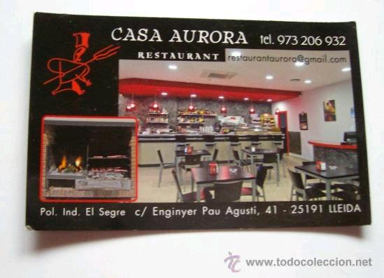 Coleccionismo Calendarios: Calendario bolsillo * RESTAURANTE CASA AURORA * LLEIDA A&ntilde;o 2010