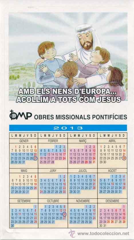 Coleccionismo Calendarios: Religion - Calendario pegatina, adhesivo 2013 obres missionals pontificies - OMP