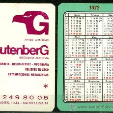 Coleccionismo Calendarios: CALENDARIOS BOLSILLO - GUTENBERG 1972. Lote 36074720
