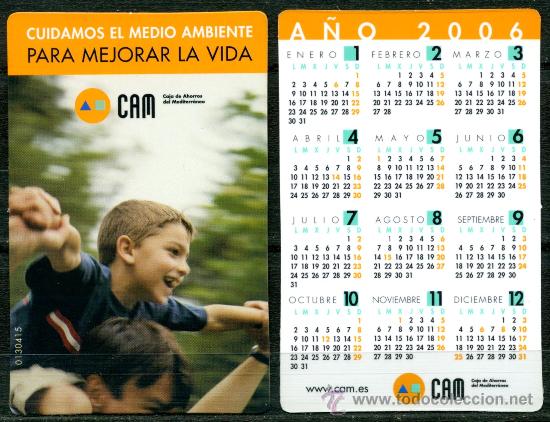 Coleccionismo Calendarios: Calendarios Bolsillo - CAJA MEDITERRANEO CAM 2006 - Castellano