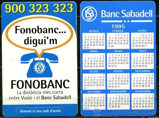 Colecionismo Calend&aacute;rios: Calendarios Bolsillo - BANC DE SABADELL 1995 Cat.