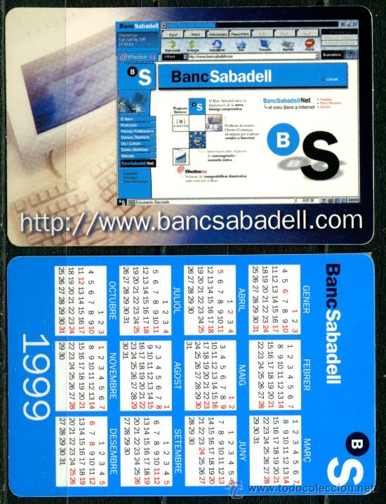 Coleccionismo calendarios: Calendarios Bolsillo - BANC DE SABADELL 1999 Cat. - Foto 1