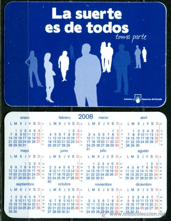 Coleccionismo Calendarios: Calendarios Bolsillo - LOTERIA NACIONAL 2008