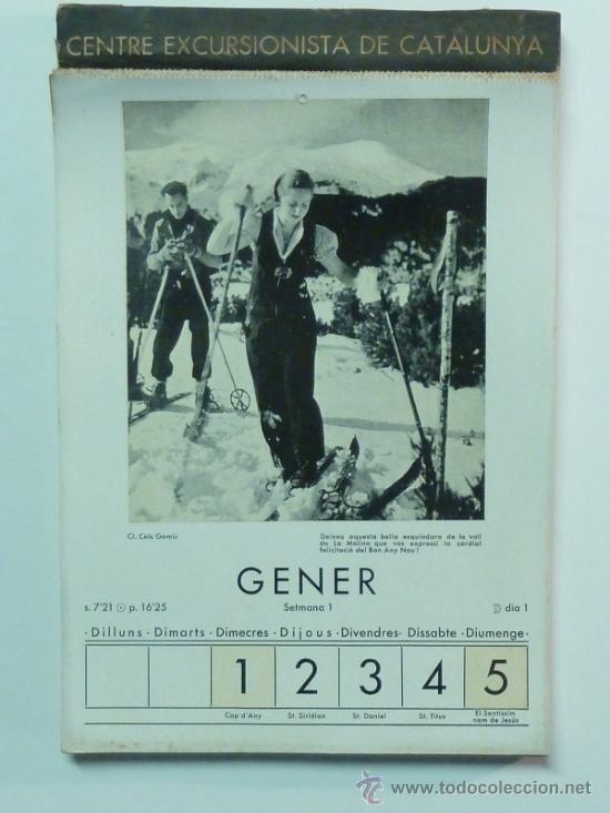 Coleccionismo calendarios: 1936 - CALENDARI DEL CENTRE EXCURSIONISTA DE CATALUNYA - Foto 1