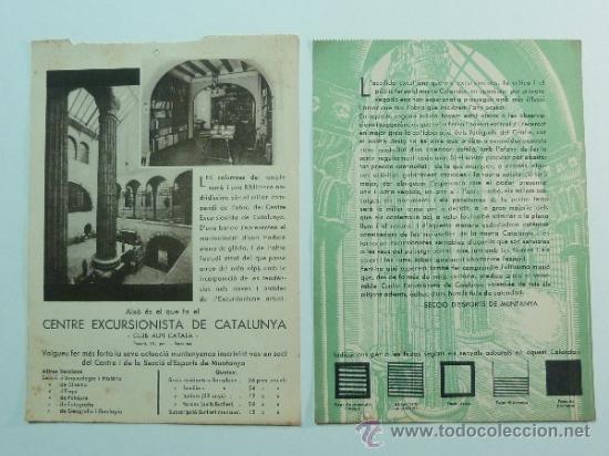 Coleccionismo calendarios: 1935 - CALENDARI DEL CENTRE EXCURSIONISTA DE CATALUNYA - Foto 2