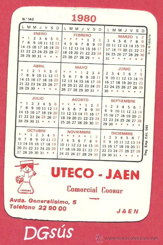 Calendario Año 1980 Uteco-jaén. . - Comprar Calendarios Antiguos En ...