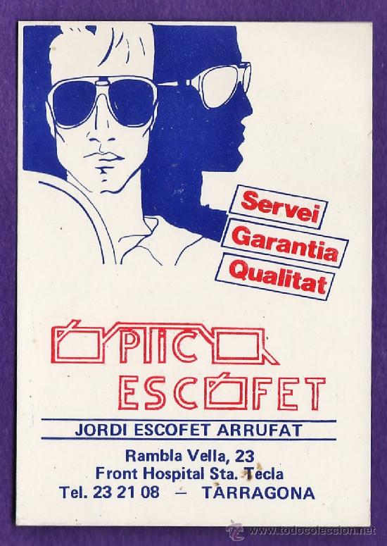 Collectables Calendars: calendario bolsillo - optica escofet - tarragona / tgn - a&ntilde;o 1988