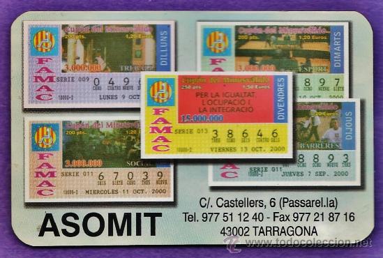 Collezionismo Calendari: calendario bolsillo - asomit / famac - tarragona / tgn - castellano - a&ntilde;o 2001