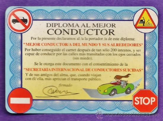 Collezionismo Calendari: calendario bolsillo - diploma conductor - humor - bodega jose jaime / tarragona / tgn - a&ntilde;o 2001