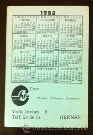Coleccionismo calendarios: DISCOTECA CHIC - ORENSE - 1992 - Foto 2