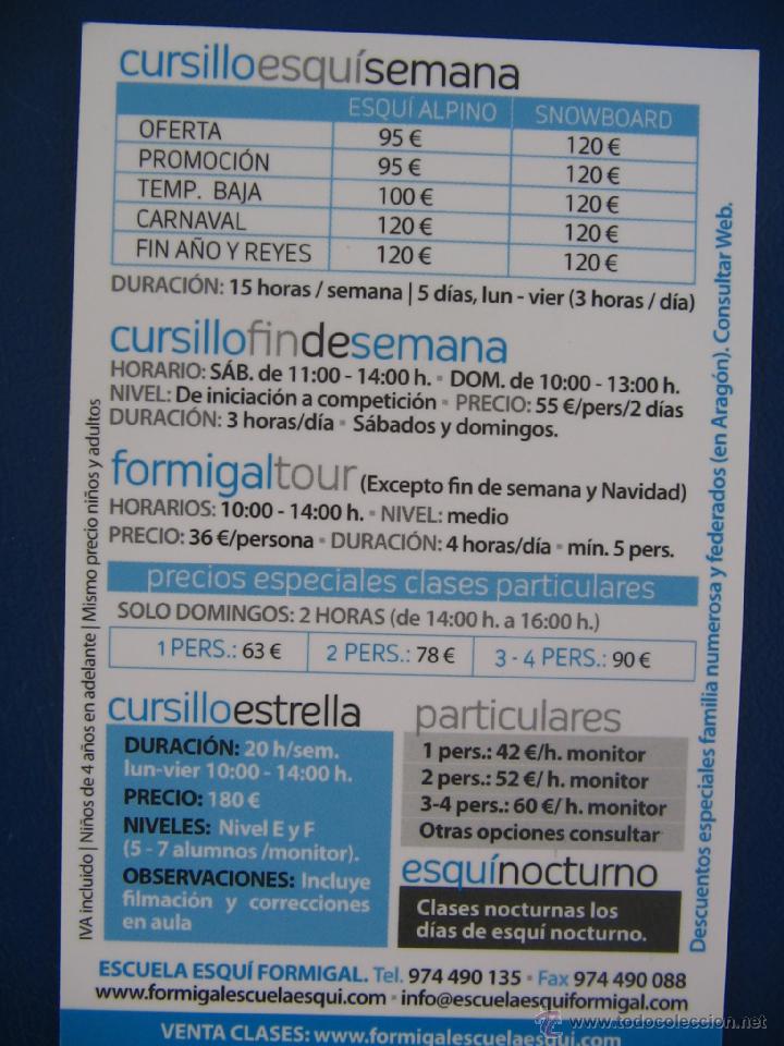 Coleccionismo calendarios: CALENDARIO BOLSILLO. DEPORTE. ESCUELA ESQUI FORMIGAL. NOV 2012 A OCT 2013